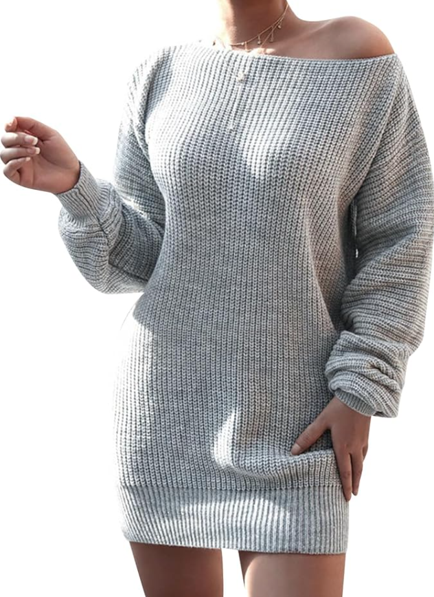 Women's Casual Oversized Sweaters Baggy Hollow Out Off-Shoulder Crewneck Batwing Long Sleeve Chunky Knit Pullover Sweater Tops